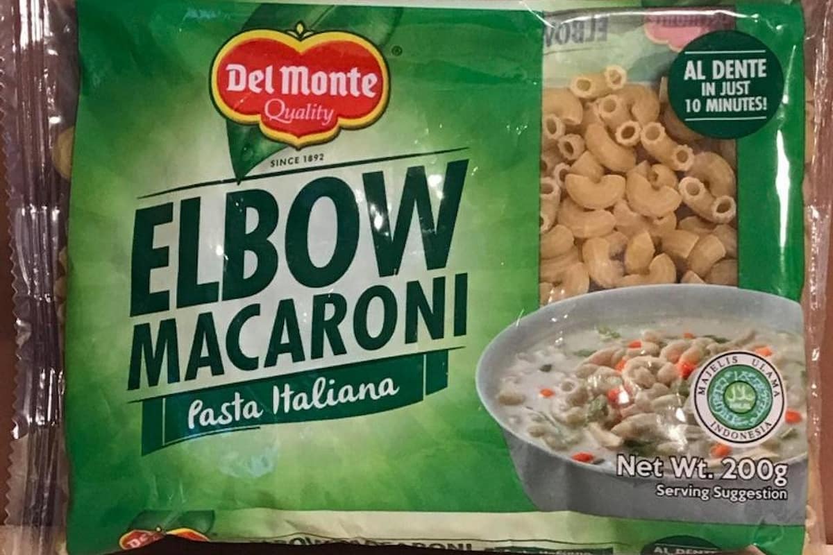  Del Monte Elbow Macaroni; Wheat Flour Vitamin B2 No Artificial Colors Flavors Preservatives 